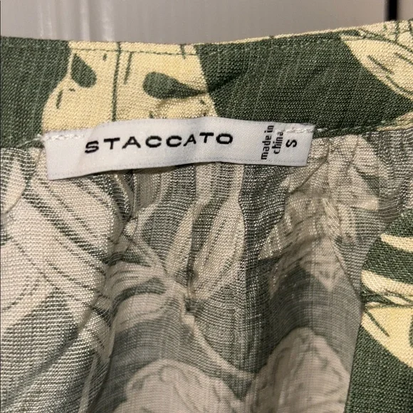 Staccato Olive Green Floral Split-Neck Blouse - Picture 2 of 6